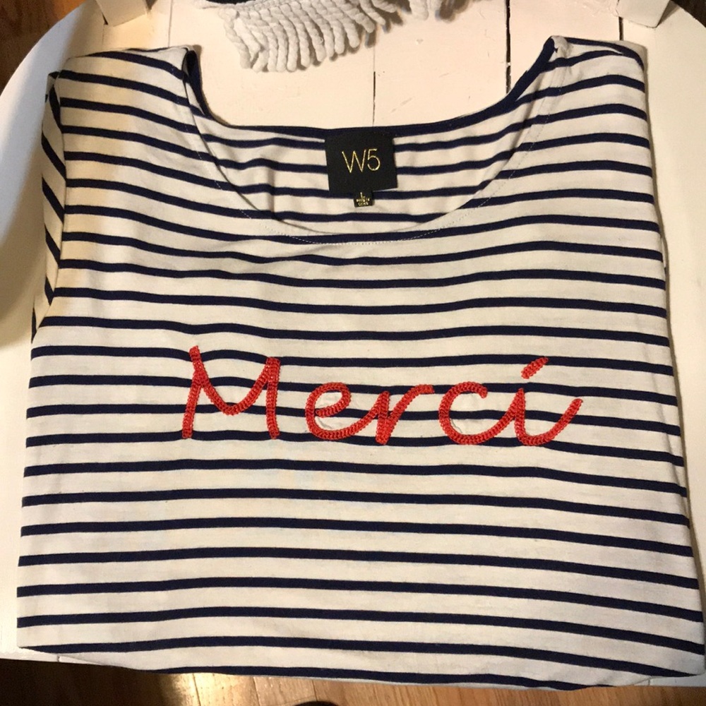 W5 Merci Red,White & Blue Stripped T-shirt Size: L